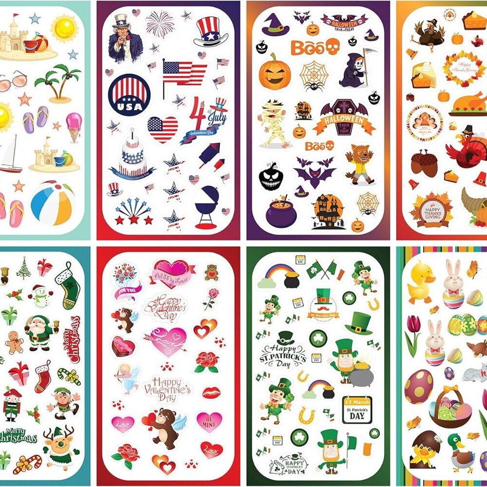 Year-Round Holiday Stickers Variety Pack: Fun Assortment of Designs for a Whole